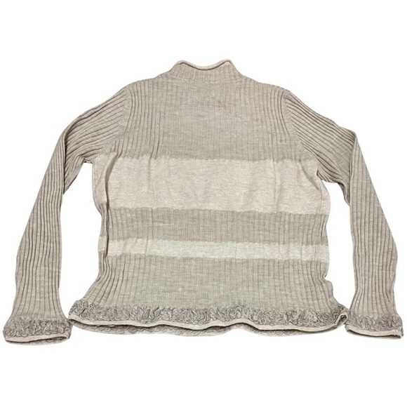 Diktons Barcelona Merino Wool Sweater | Size L | Beige Ribbed Ruffle Hem - Picture 6 of 6